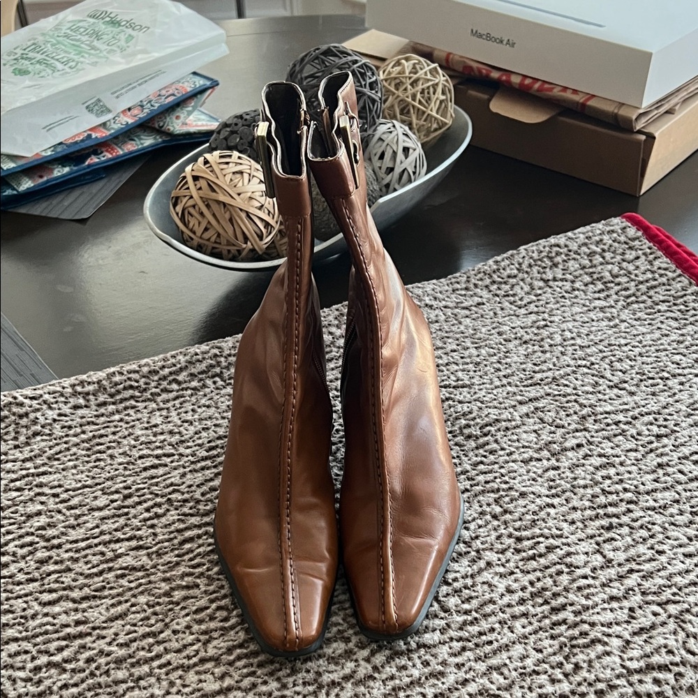 Franco Sarto Tan Leather Ankle Boots
